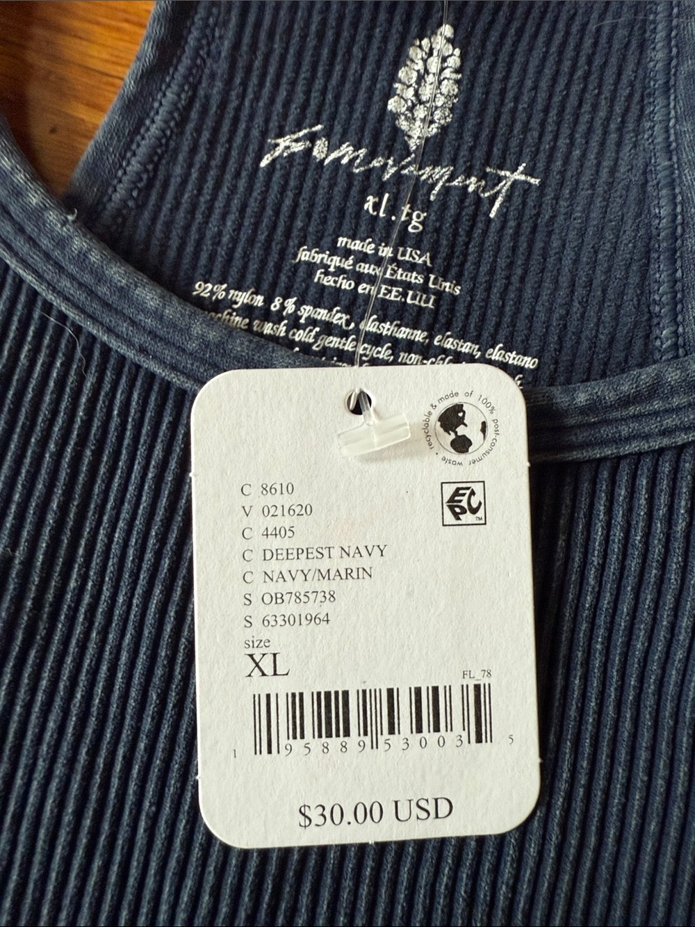 FP Movement by Free People NWT!!! Indigo Ribbed Cropped Tank - Picture 3 of 4
